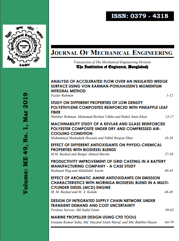 JOURNAL OF MECHANICAL ENGINEERING | Volume: ME 49, No. 1, Mar 2019