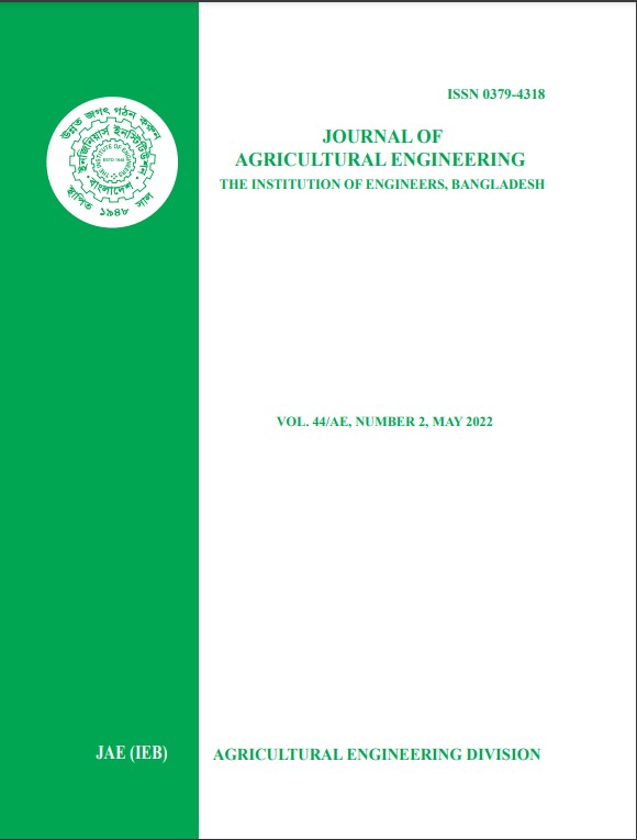 JOURNAL OF AGRICULTURAL ENGINEERING THE INSTITUTION OF ENGINEERS, BANGLADESH
