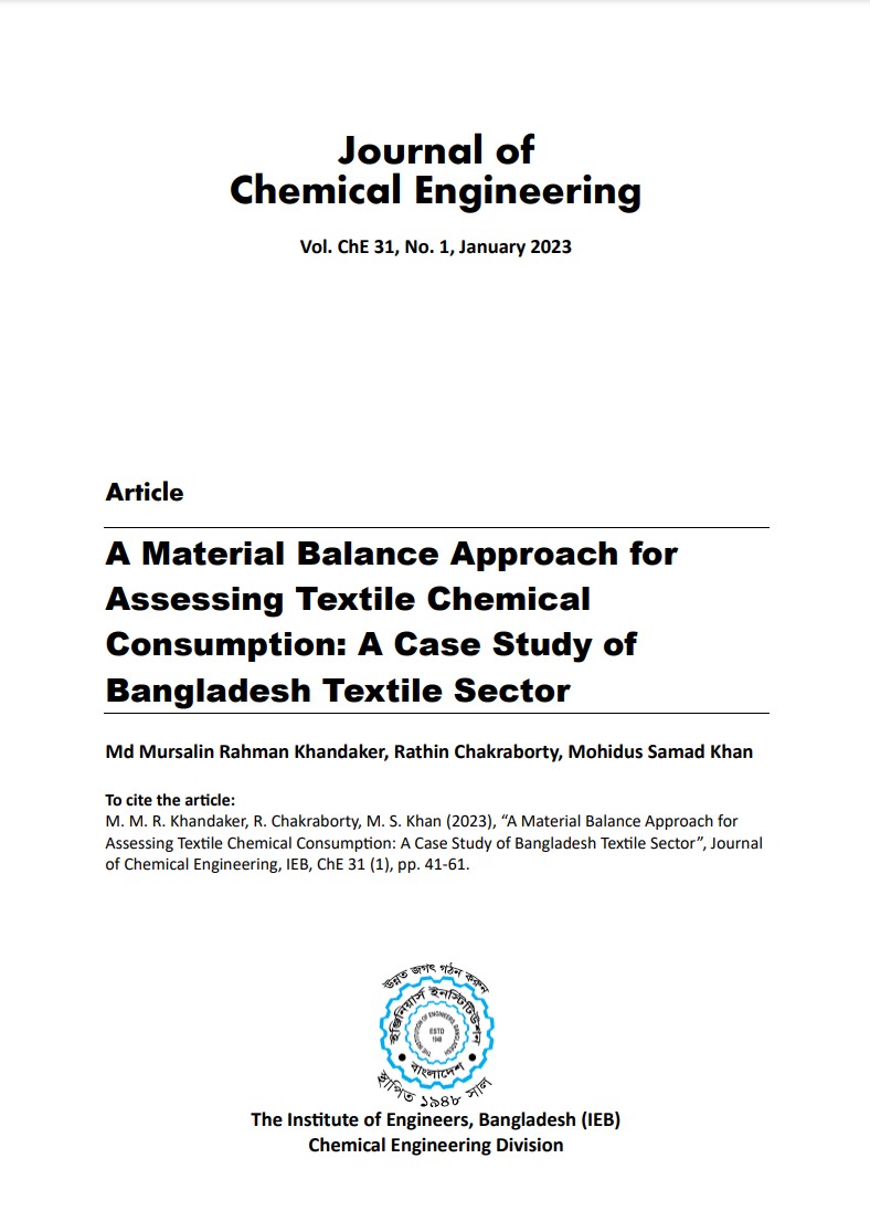 A Material Balance Approach for Assessing Textile Chemical Consumption: A Case Study of Bangladesh Textile Sector