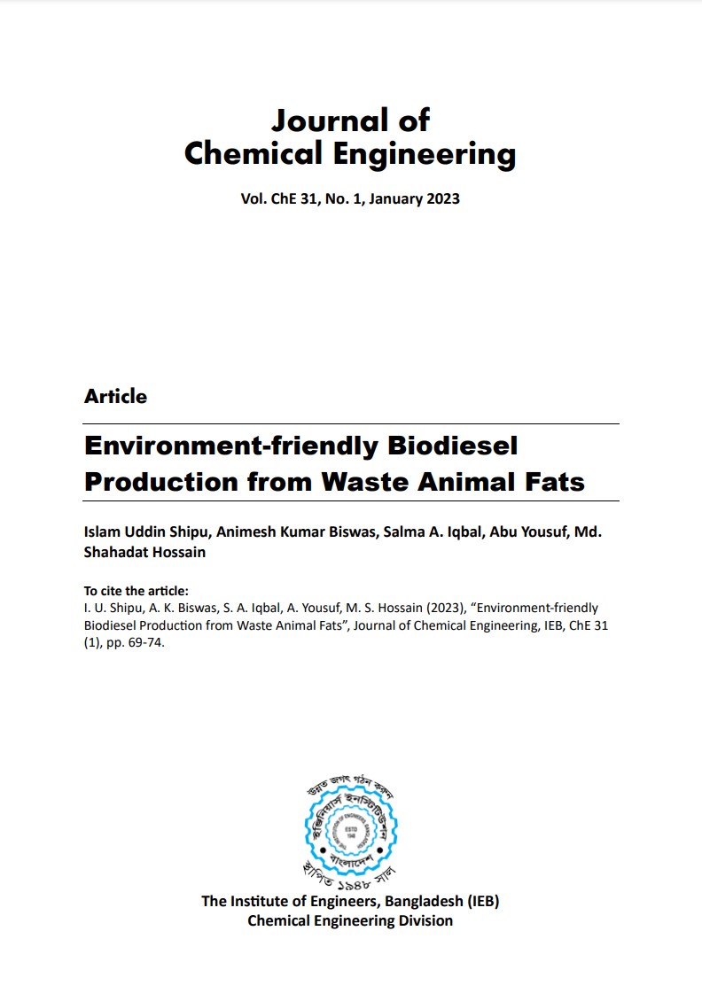 Environment-friendly Biodiesel Production from Waste Animal Fats