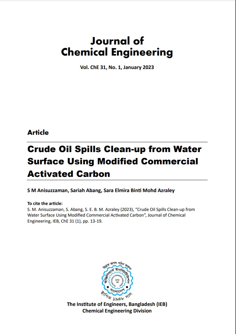 Crude Oil Spills Clean-up from Water Surface Using Modified Commercial Activated Carbon