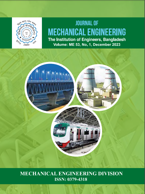 JOURNAL OF  MECHANICAL ENGINEERING  | Volume: ME 53, No. 1, December 2023