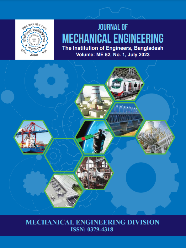 JOURNAL OF  MECHANICAL ENGINEERING  | Volume: ME 52, No. 1, July 2023