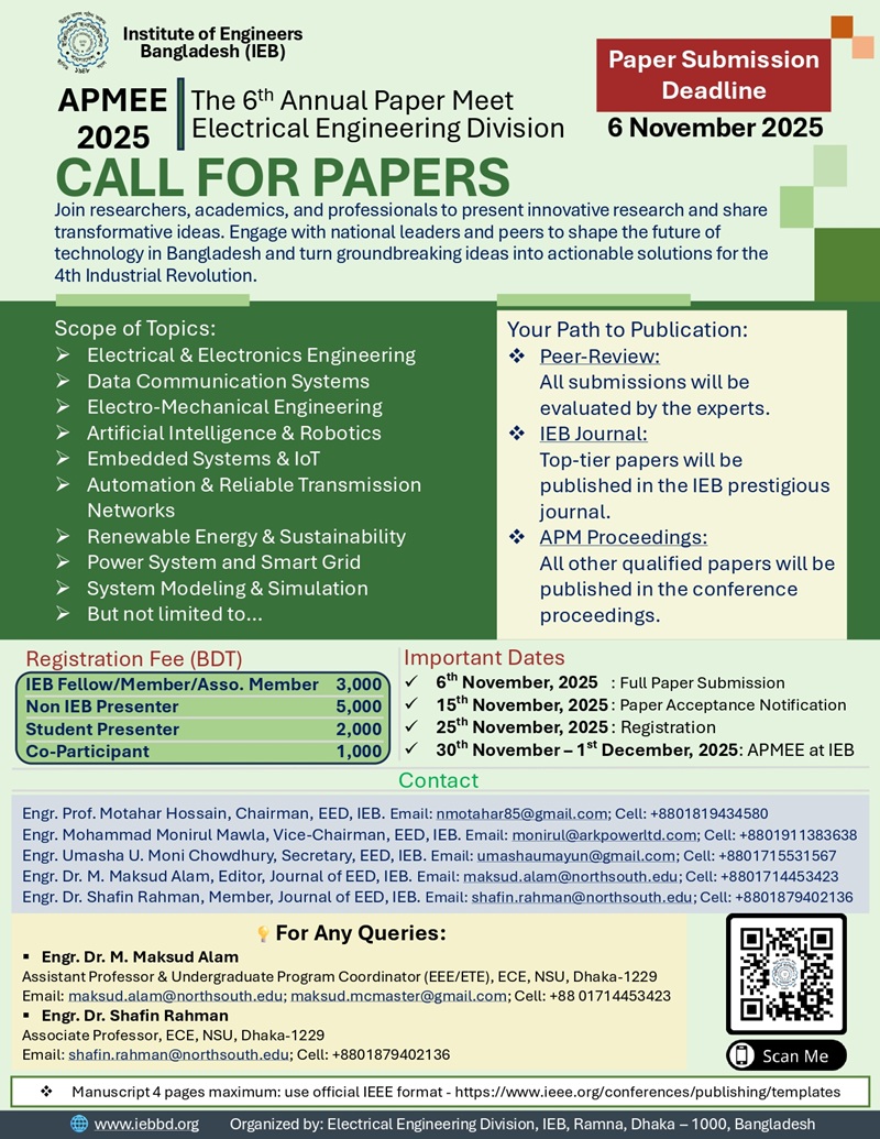 CALL FOR PAPERS | The 6th Annual Paper Meet Electrical Engineering Division