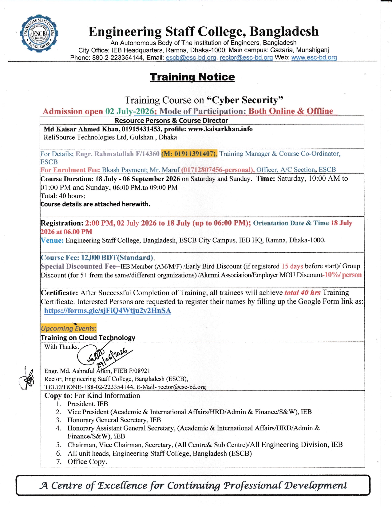 Training Course on 